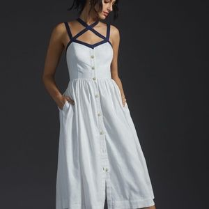 NWT Maeve Strappy Button-Front Midi Dress